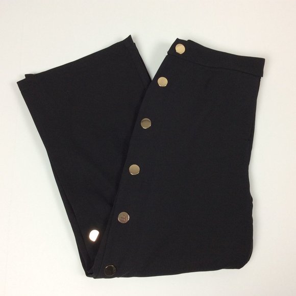 NWOT Wide Leg Trousers English Factory High Rise Snapside Black Modern Career S - Picture 1 of 13